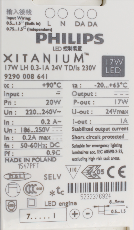 Philips LED-Driver Xitanium 25W LH 0.3-1A 36V I 230V