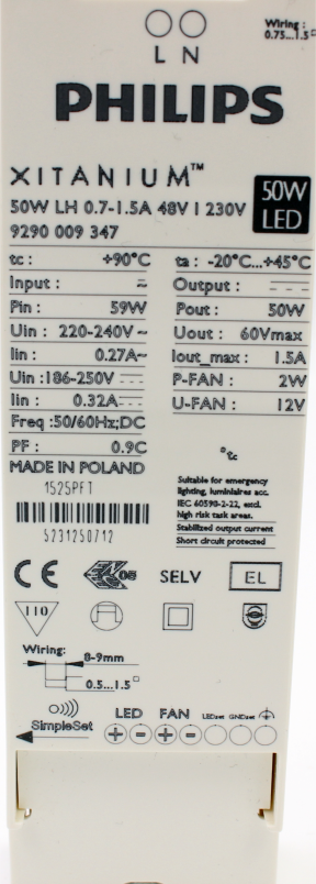 Philips LED-Driver Xitanium 50W LH 0.7-1.5A 48V I 230V
