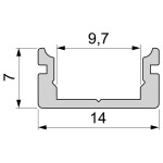 Deko-Light, Profil, U-Profil flach AU-01-08, 8 - 9,3 mm LED Stripes, Aluminium, Weiß, Tiefe: 2000 mm, Breite: 14 mm, Höhe: 7 mm