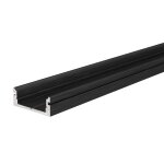Deko-Light, Profil, U-Profil flach AU-01-12, 12 - 13,3 mm LED Stripes, Aluminium, Schwarz, Eloxiert, Tiefe: 2000 mm, Breite: 18 mm, Höhe: 7 mm