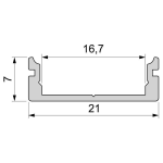 Deko-Light, Profil, U-Profil flach AU-01-15, 15 - 16,3 mm LED Stripes, Aluminium, Schwarz, Eloxiert, Tiefe: 2000 mm, Breite: 21 mm, Höhe: 7 mm