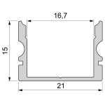 Deko-Light, Profil, U-Profil hoch AU-02-15, 15 - 16,3 mm LED Stripes, Aluminium, Schwarz, Eloxiert, Tiefe: 2000 mm, Breite: 21 mm, Höhe: 15 mm