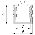 Deko-Light, Profil, U-Profil hoch AU-02-05, 5 - 5,7 mm LED Stripes, Aluminium, Schwarz, Gebürstet, Tiefe: 2000 mm, Breite: 9 mm, Höhe: 9 mm