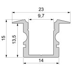 Deko-Light, Profil, T-Profil hoch ET-02-08, 8 - 9,3 mm LED Stripes, Aluminium, Schwarz, Eloxiert, Tiefe: 2000 mm, Breite: 23 mm, Höhe: 15 mm