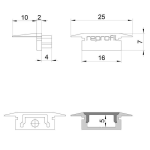 Deko-Light, Profil Endkappe, Endkappe P-ET-01-10 Set 2 Stk, Kunststoff, Weiß, Tiefe: 25 mm, Breite: 16 mm, Höhe: 7 mm