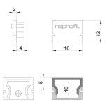 Deko-Light, Profil Endkappe, Endkappe H-AU-01-10 Set 2 Stk, Kunststoff, Weiß, Tiefe: 16 mm, Breite: 6 mm, Höhe: 12 mm