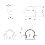 Deko-Light, Profil Endkappe, Endkappe R-ET-01-10 Set 2 Stk, Kunststoff, Grau, Tiefe: 25 mm, Breite: 6 mm, Höhe: 15.5 mm