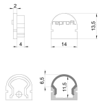 Deko-Light, Profil Endkappe, Endkappe R-AU-01-08 Set 2 Stk, Kunststoff, Schwarz, Tiefe: 14 mm, Breite: 6 mm, Höhe: 13.5 mm