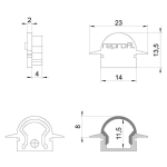 Deko-Light, Profil Endkappe, Endkappe R-ET-01-08 Set 2 Stk, Kunststoff, Grau, Tiefe: 23 mm, Breite: 6 mm, Höhe: 13.5 mm