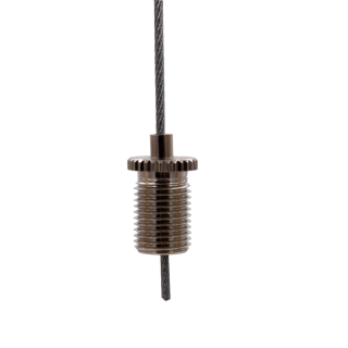 Drahtseilhalter / Gripper 15, Außengewinde M10x1 durchgehend, für Drahtseil Ø1,0-1,5mm | vernickelt