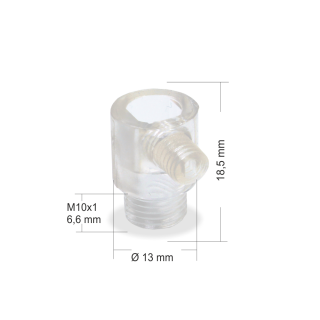 Zugentlastung Kunststoff 12,5x18 | M10x1x7 AG mit seitlicher Madenschraube | Transparent