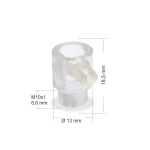 Zugentlastung Kunststoff 12,5x18 | M10 x1x7 AG mit seitlicher Madenschraube | Transparent