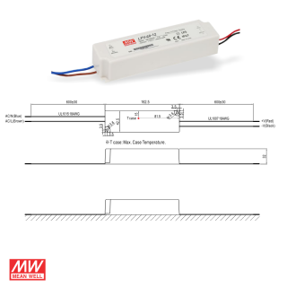 MeanWell LPV-Serie - LED-Trafo Konstantspannung IP67 | 2,5A CV | 60 Watt - 24 Volt