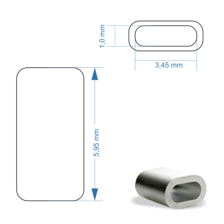 Alupressklemme - Seilklemme NG 1,0mm für Drahtseil Ø 0,8mm - 1,0mm vergleichbar DIN 3093