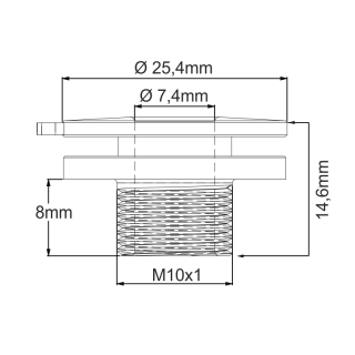 Nippel für Stromschienenadapter | M10x1 / 8mm Gewindelänge | Messing vernickelt