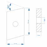 Nutenstein | Gewindeplatte Rhombus 23x15x6 mm M8 Gewinde Winkel 30° | Stahl verzinkt