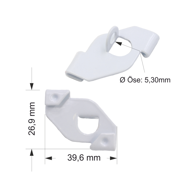 10x Deckenclip F&uuml;r Rasterdecken | Vertikaler Lasche 90&deg; | &Ouml;se &Oslash;5mm | Transparent