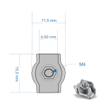Simplex Drahtseilklemme mit M4 Sicherungsmutter, NG2 für Seile bis Ø 2,0 mm, Stahl | verzinkt