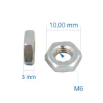 Sechskantmutter M6 - niedrige Form, ISO 4035 galv. verzinkt | Höhe 3mm | Schlüsselweite 10mm