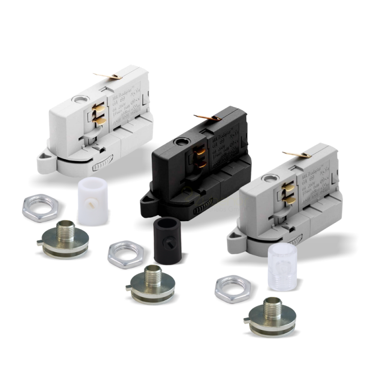 3 Phasen Adapter Universal grau für Stromschienen mit Zugentlastung 