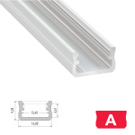 LED Aluminiumprofil Type A (1,6 x 0,93) - Oberflächenprofile - für Strips bis 12 mm | Weiss lackiert | 1000 mm