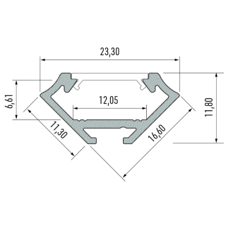 LED Aluminiumprofil Type C (2,33 x 1,66) - Eckprofile 45° - für LED Strips bis 12 mm | in versch. Ausführungen