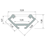 LED Aluminiumprofil Type C (2,33 x 1,66) - Eckprofile 45° - für LED Strips bis 12 mm | schwarz eloxiert 1000 mm