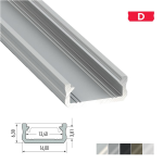 LED Aluminiumprofil Type D (1,6 x 0,63) - Oberflächenprofile extra flach - für Strips bis 12 mm | Silber eloxiert | 1000 mm