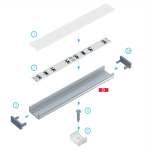 LED Aluminiumprofil Type D (1,6 x 0,63) - Oberflächenprofile extra flach - für Strips bis 12 mm | Schwarz eloxiert | 2020 mm