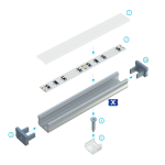 LED Aluminiumprofil Type X (1,2 x 0,8) - Oberflächenprofile flach - für Strips bis 8 mm | Silber eloxiert | 3000 mm