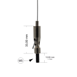 Drahtseilhalter / Gripper 15, Gelenk mit M5 Außengewinde Länge 12 mm, für Drahtseil Ø 1,0 - 1,5mm | vernickelt