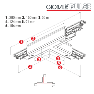 Global Trac Pulse DALI T-Verbinder innen links in verschiedenen Ausführungen |  XTSNC 637