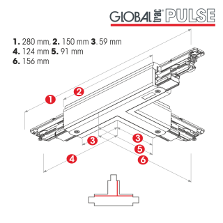 Global Trac Pulse DALI T-Verbinder innen rechts, weiss | XTSNC 640-3