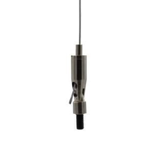 Drahtseilhalter / Gripper 15, Gelenk mit M5 Außengewinde Länge 10 mm, für Drahtseil Ø 1,0 - 1,5mm | vernickelt