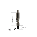 Drahtseilhalter / Gripper 15, Gelenk mit Außengewinde M5 Gewindeüberstand 10mm, für Drahtseil Ø1,0-1,5mm | vernickelt