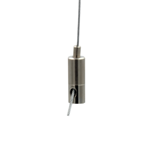 Drahtseilhalter / Gripper 12, Innengewinde M4 kleine Bauform, für Drahtseil Ø0,8-1,2mm | vernickelt