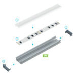 LED Aluminiumprofil Type Terra (2,0 x 0,9) - Einlegeprofile - für Strips bis 10 mm | weiß lackiert 2020 mm