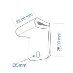 Deckenclip für Rasterdecken für 24 mm T-Profil | vertikale Lasche 90° | mit Öse Ø 5 mm | Plastik transparent