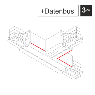 EUTRAC DALI T-Verbinder mit Datenbus Schutzleiter innen links für 3~, schwarz | 555 2 1213 2