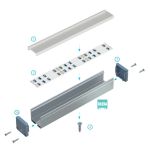 LED Aluminiumprofil Type DILEDA (2,74 x 2,61) - Oberflächenprofile - für 2 Strips á 12 mm | silber eloxiert 2020 mm