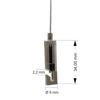 Drahtseilhalter / Gripper 15, Haken gefräst, für Drahtseil Ø1,0-1,5mm, vernickelt
