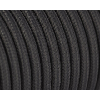 Textilkabel Standard Rund H03VV-F 3×0,75mm²  PVC Kabel mit Textilummantelung 300V/300V - Schwarz