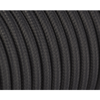 Textilkabel Standard Rund H03VV-F 2×0,75mm²  PVC Kabel mit Textilummantelung 300V/300V - Schwarz