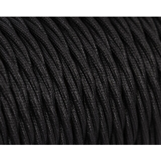 Textilkabel Verdreht H03VV-F 2×0,75mm²  PVC Kabel mit Textilummantelung 300V/300V Schwarz