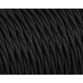 Textilkabel Verdreht H03VV-F 2×0,75mm²  PVC Kabel mit Textilummantelung 300V/300V Schwarz
