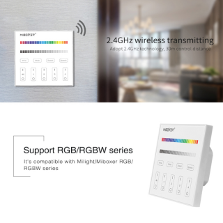 LED RGBW Touch Panel 4 Zonen 12/24V Premium 2.4GHZ AC180-240V - MiLight / MiBoxer | T3 | Wandeinbau