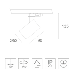 Sintra LED 3-Phasen Schienenstrahler 7W 674lm CRI>90, Reflektor 33° Anti-glare, inklusive LED-Treiber dimmbar | 2700K | Schwarz