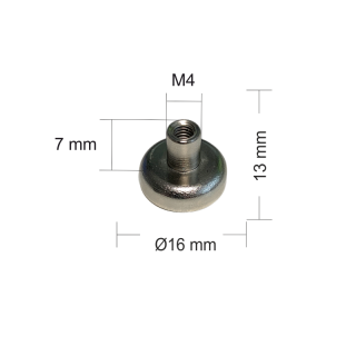 Topfmagnet Neodym Flachgreifer Ø16mm mit Innengewinde | M4x7mm - Haftkraft 5kg