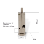 Drahtseilhalter / Gripper 10, Y-Halter mit Querbohrung und Rändelmutter, seitlicher Seilausgang, Seil Ø 0,8 - 1,0mm | vernickelt