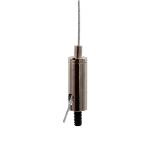 Drahtseilhalter / Gripper 12, M4 Außengewinde Gewindeüberstand 8 mm, für Drahtseil Ø 0,8 - 1,2 mm | vernickelt